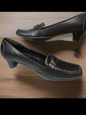 Women Leather Heel Aresoles Sz 8.5M Brn Cottage Y2k Work to Play  Comfy[1C